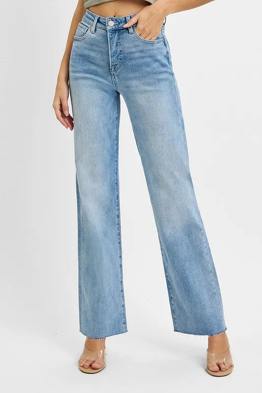 RISEN Tummy Control Rise Straight Jeans LIGHT