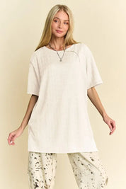 Davi & Dani Short Sleeve Side Slit T-Shirt with Pockets | Daverri Fashions