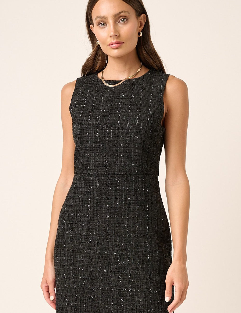 Mittoshop Tweed Sleeveless Mini Dress Black