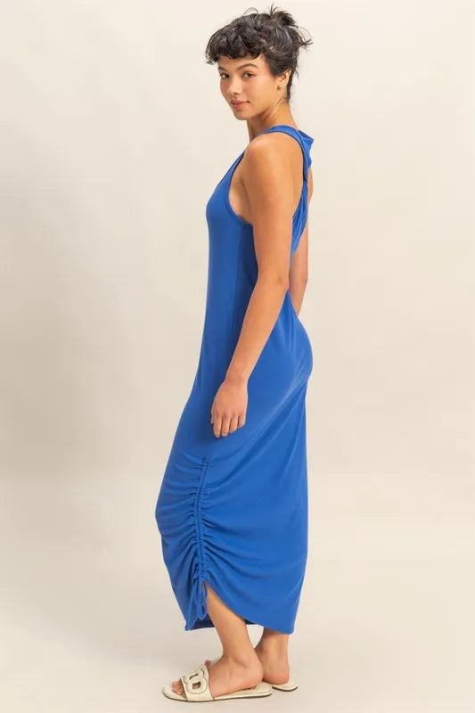 HYFVE Scoop Neck Side Tie Detail Midi Dress