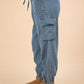 VERY J Washed Drawstring Jogger Cargo Jeans Joggers