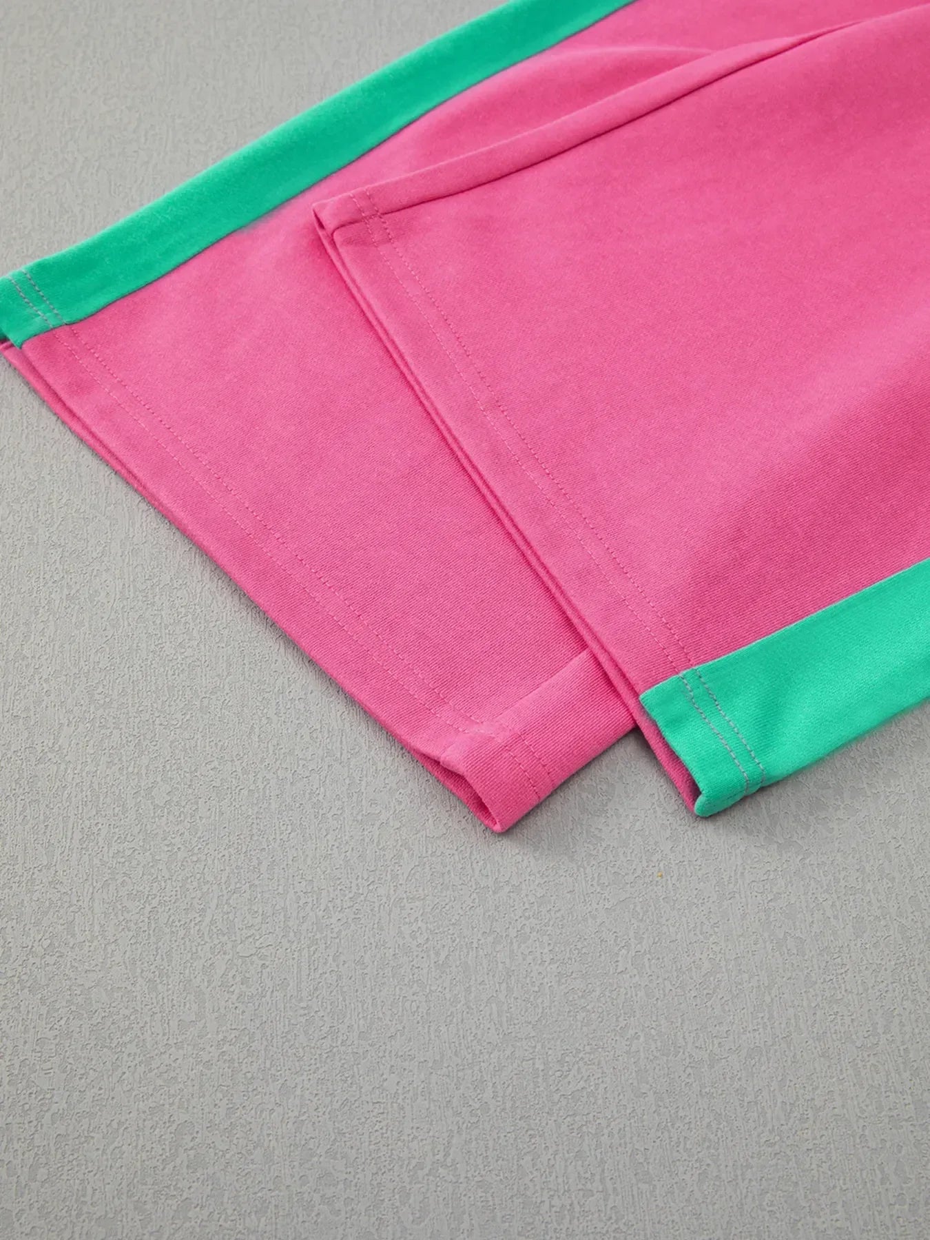 Color Block Round Neck Top and Pants Set - DAVERRI FASHIONS