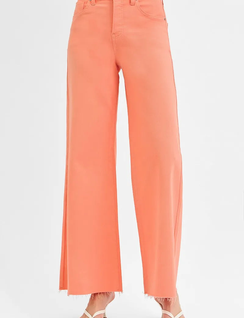 RISEN Full Size Tummy Control High Rise Wide Leg Palazzo Jeans | Jeans Daverri Fashions