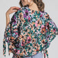 Umgee Full Size Floral V-Neck Tie Sleeve Blouse Plus Size Blouses