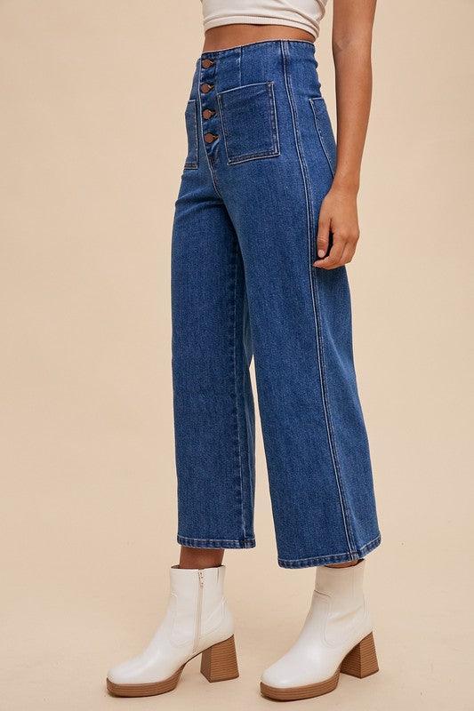 Annie Wear Button Fly High Waist Jeans - DAVERRI FASHIONS