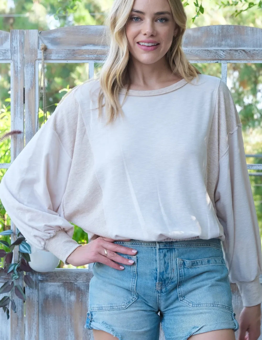 Taupe Hailey & Co Rib and Two Tone Knit Mixed Top | Sweaters Daverri Fashions