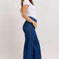 Judy Blue high-waisted retro wide jeans in indigo wash with patch pockets and twisted seams