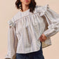 SO ME Floral Cotton Print Ruffled Long Sleeve Blouse - DAVERRI FASHIONS