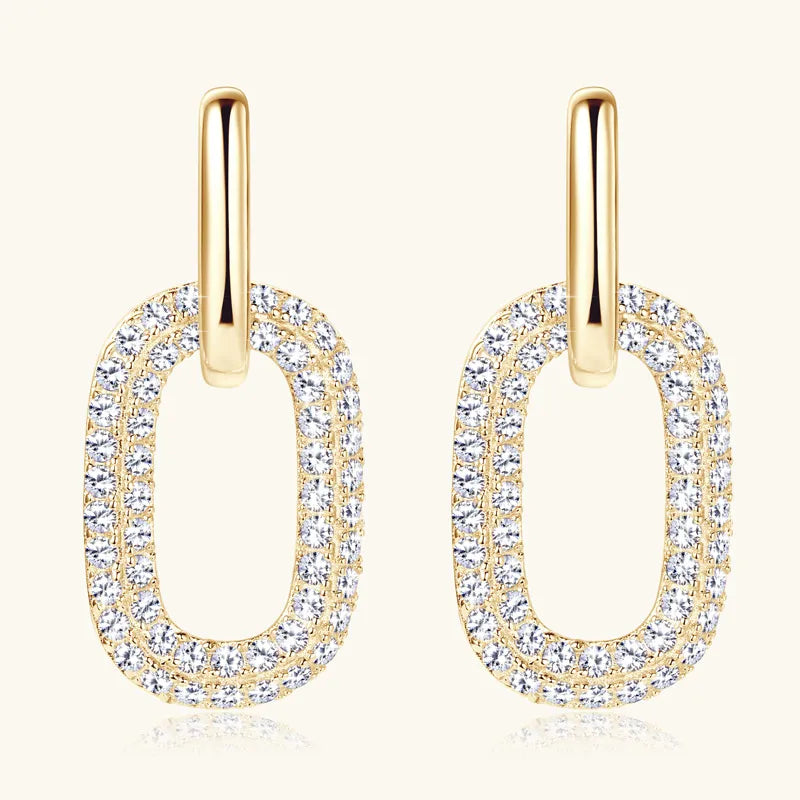 Gold One Size 2.16 Carat Moissanite 925 Sterling Silver Earrings | Sterling Silver Earrings Daverri Fashions