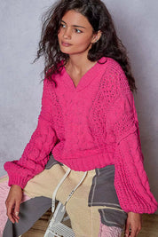 POL Cable-Knit Solid V-Neck Cropped Sweater | Sweaters Daverri Fashions