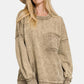 Zenana Exposed Seam Round Neck Dropped Shoulder Sweatshirt Mocha Sweatshirts