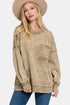 Zenana Exposed Seam Round Neck Dropped Shoulder Sweatshirt Mocha Sweatshirts