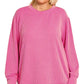 Zenana Full Size Raised Rib Round Neck Long Sleeve Top Plus Size - DAVERRI FASHIONS