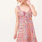 And The Why Tied Front Smocked Back Tiered Boho Printed Dress - DAVERRI FASHIONS