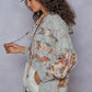 POL Zip Up Floral and Lace Patch Washed Denim Jacket Denim Jackets