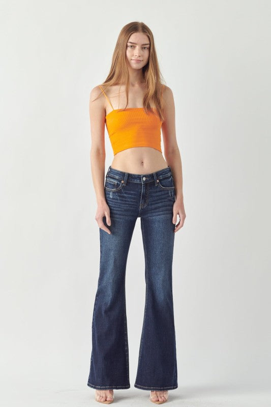 Artemis Vintage Mid Rise Stretch Super Flare Jeans | Jeans Daverri Fashions