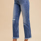 Annie Wear Distressed Raw Hem Straight Leg Cropped Jeans - DAVERRI FASHIONS