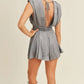 MABLE Draped Romper with Pleated Shoulder Pad Detail Rompers