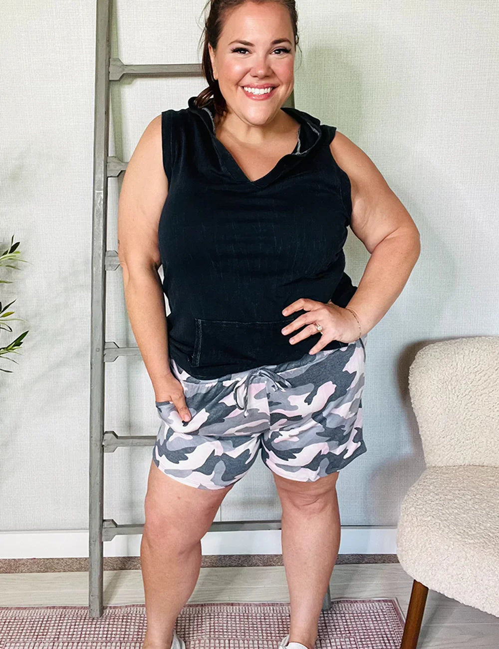 Black Camo French Terry Pocket Shorts | Daverri Fashions