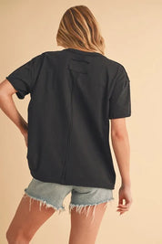 Aemi+Co V-Neck Short Sleeve T-Shirt | Daverri Fashions
