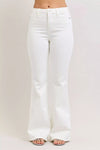 White Judy Blue high-waisted tummy control flare jeans with straight-leg cut