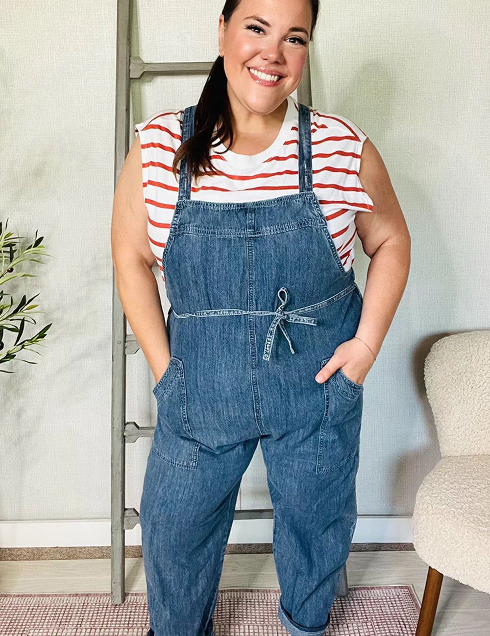Weekend Ready Cotton Denim Baggy Leg Bib Overall Jumper | Daverri Fashions