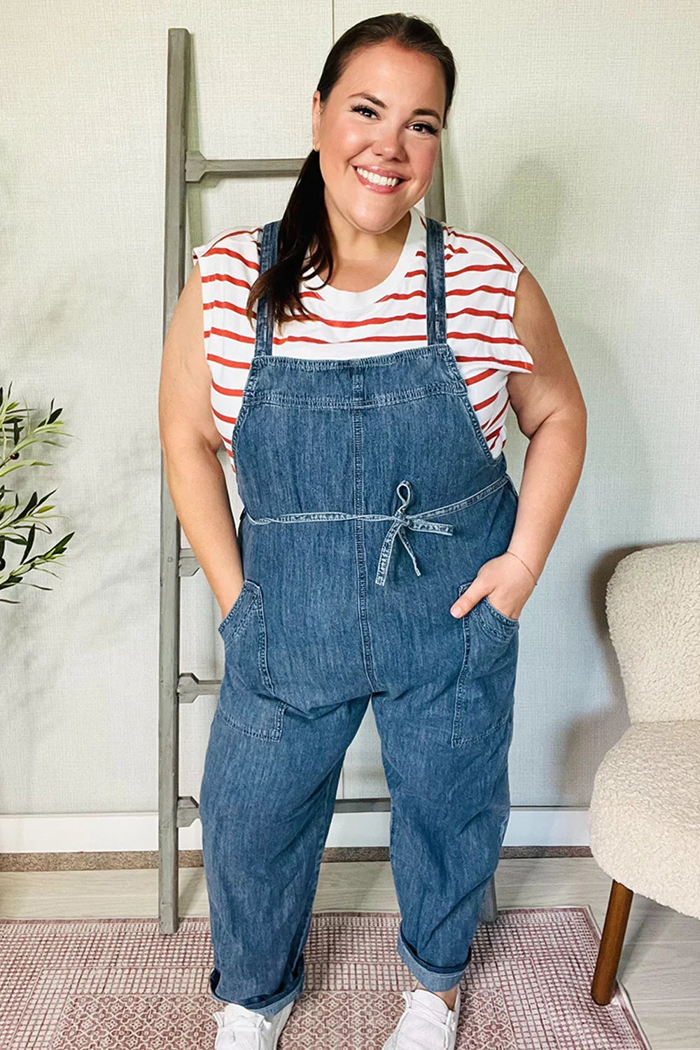 Weekend Ready Cotton Denim Baggy Leg Bib Overall Jumper | Daverri Fashions