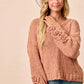 BiBi Chunky Knit Sweater with Flower Detail Sleeves - DAVERRI FASHIONS