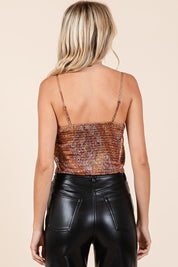 Mittoshop Paisley Patchwork Print Satin Cowl Neck Crop Cami