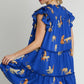 Umgee Cheetah Print Notched Ruffle Layered Cap Sleeve Mini Dress Mini Dresses