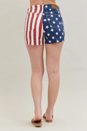 Judy Blue Full Size High Waist Americana Flag Fray Hem Shorts Plus Size | Denim Shorts Daverri Fashions