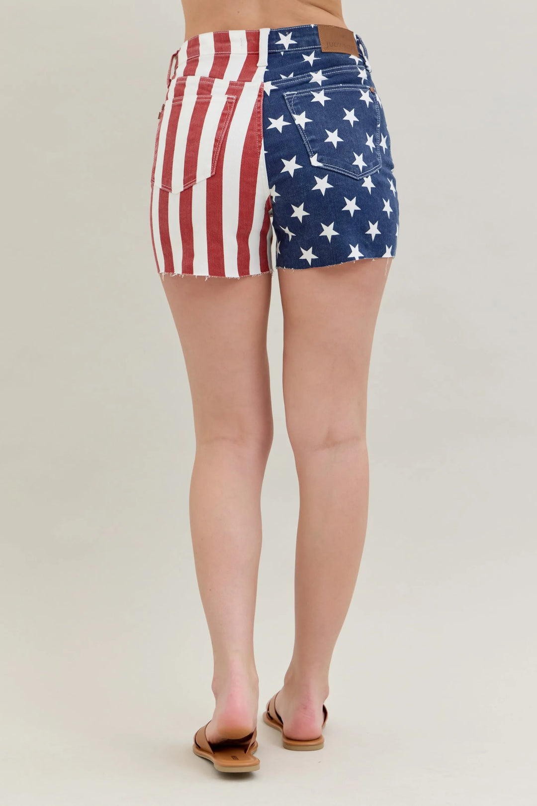 Judy Blue Full Size High Waist Americana Flag Fray Hem Shorts Plus Size Denim Shorts