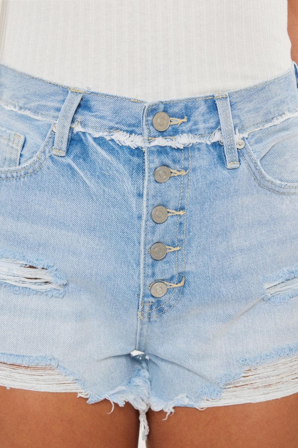 Kancan Distressed Button Fly Denim Shorts Denim Shorts