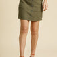 Umgee Button Down Skirt with Pockets Olive