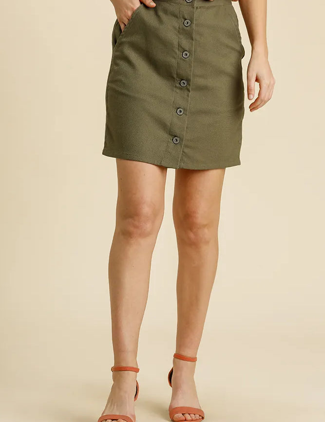 Olive Umgee Button Down Skirt with Pockets | Daverri Fashions