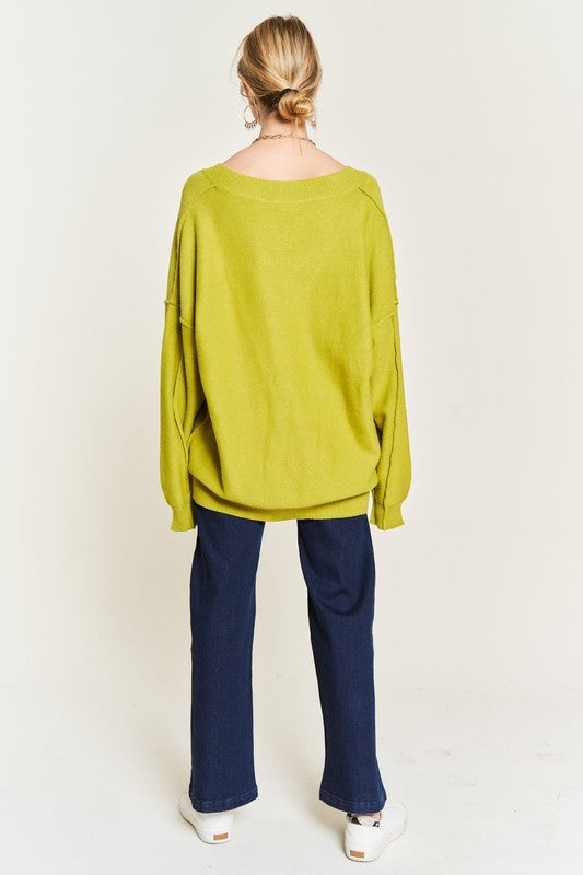 Plus V-Neck Oversized Sweater Tops