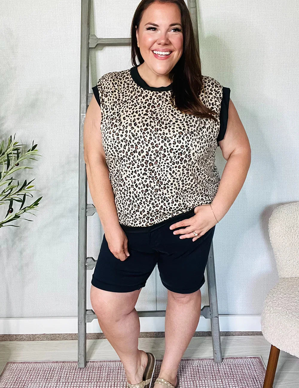 Summer Vibes Taupe Leopard Banded Dolman Short Sleeve Top | Daverri Fashions