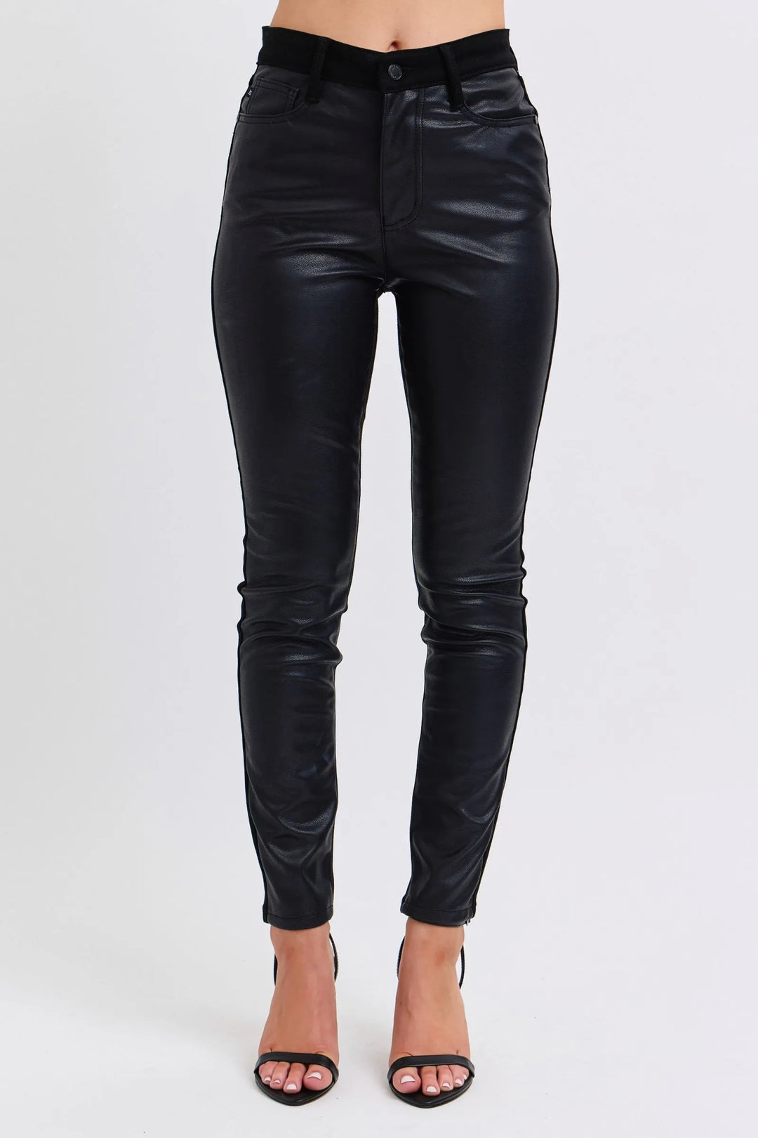Judy Blue Plus Size HW Faux Leather Skinny Pants Black Pants