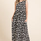 BOMBOM Leopard Maxi Dress with Pockets Black