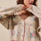 SO ME Floral Pattern Long Sleeve Button Sweater Cardigan - DAVERRI FASHIONS