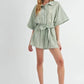 MABLE Embroidered Button Down Collared Neck Romper Rompers