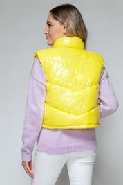 Snobbish Zip Up Turtleneck Shiny Quilted Vest | Vest jackets Daverri Fashions