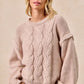 BiBi Cable Knit Sweater with Shoulder Braid Detail - DAVERRI FASHIONS