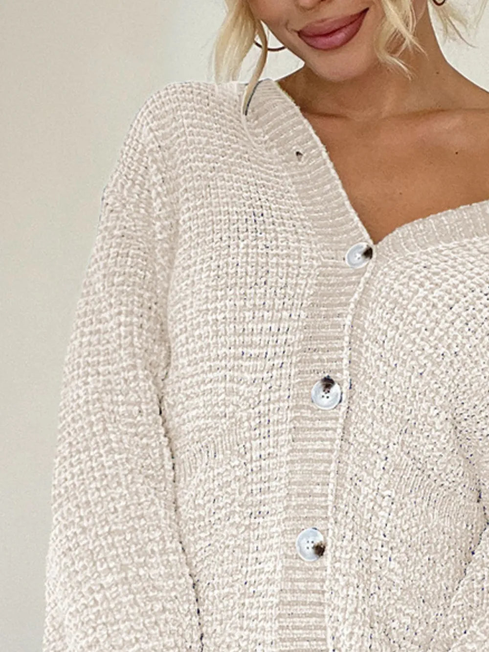 Pocketed V-Neck Button Up Cardigan | Cardigans Daverri Fashions