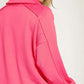 Umgee Exposed Seam Long Sleeve Polo Top with Side Slit Tops