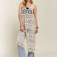 ADORA cream crochet sleeveless cover-up tunic with geometric pattern