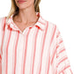 Zenana Woven Yarn-Dye Stripe Oversized Button Down Shirt