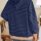 Lovelet Drawstring Striped Long Sleeve Hoodie - DAVERRI FASHIONS