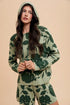 Annie Wear Flower Pattern Drawstring Hooded Top and Shorts Sweater Set Green combo XL Outfit Sets