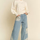 Davi & Dani Lace Applique Wide Leg Jeans - DAVERRI FASHIONS